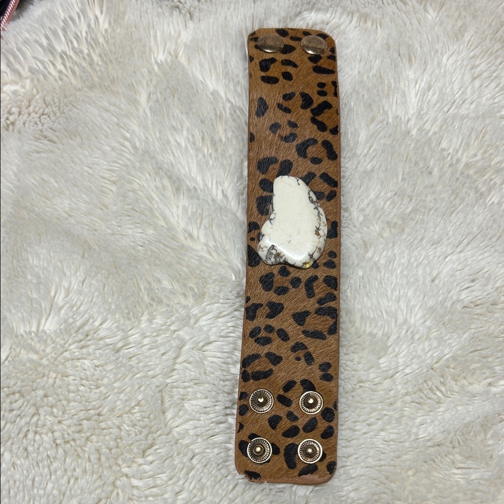 Leopard Print Leather Cuff Bracelet